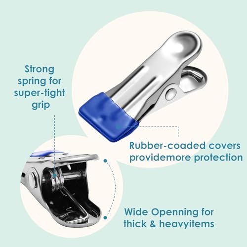 36 Pack Heavy Duty Stainless Steel Clothes Pins - Multipurpose Clips for Laundry, Photos, and Food