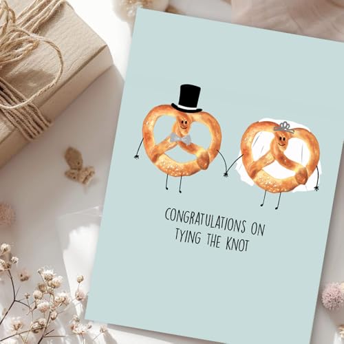 Funny Wedding Card - Tying the Knot Pretzel Design by Dotty about Paper