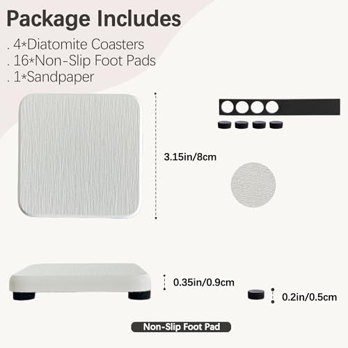 NiuYichee White Diatomite Coasters - 4PCS Quick-Drying Soap Dishes