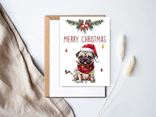 Pug Dog Christmas Greeting Card - Holiday Holiday Card for Dog Lovers