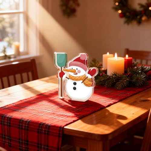 Christmas Snowman Acrylic Table Plaque Indoor Winter Desk Decor