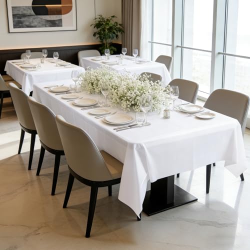 KAshack 2 Pack White Disposable Tablecloth, 54" x 108" - Eco-Friendly & Durable