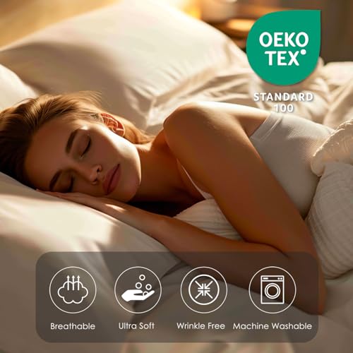 FreshCulture Light Grey Pillowcases Queen Size 30x20 Inches - 2 Pack
