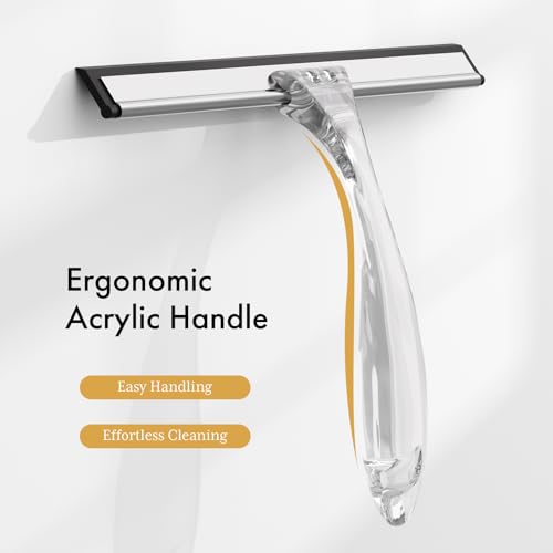 AmazerBath 10-Inch Shower Squeegee with Ergonomic Acrylic Handle