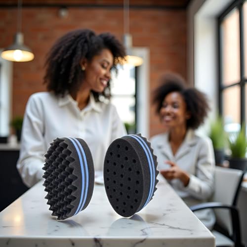 DPWOUM Double-Sided Barber Hair Sponge Brush for Curls, Twists and Waves