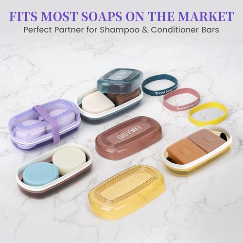 QIUYMEI Shampoo Bar Holder with Drain Tray - Grape Purple Style A (Large)