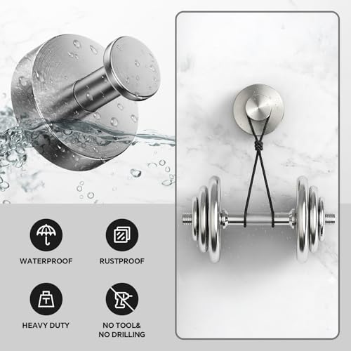 Heavy Duty Suction Cup Hooks for Bathroom - 4 Pack, Brushed Nickel