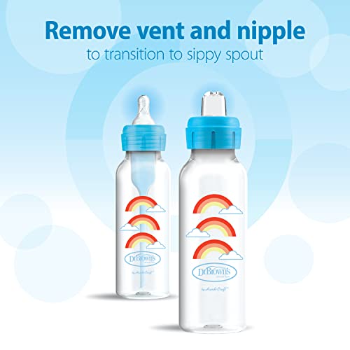 Dr. Brown's Narrow Sippy Bottle Starter Kit - 8oz Anti-Colic Transition (Blue)