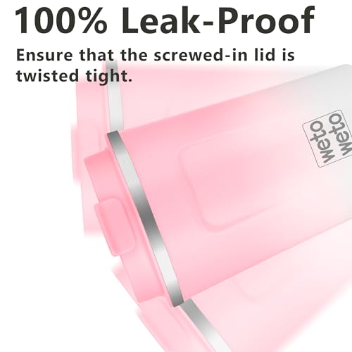 WETOWETO 12 oz Stainless Steel Insulated Travel Coffee Mug - Pink-White