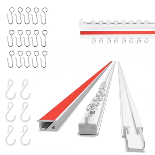 Self-Adhesive Ceiling Curtain Track 4.72FT - Easy Install, White