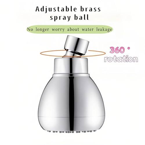 FANBODTA 3-Inch High Pressure Shower Head, 360° Rotating Rainfall Sprayer