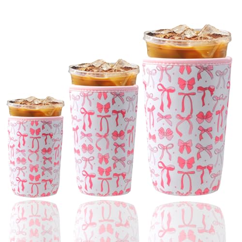 Reusable Iced Coffee Cup Sleeves - 3 Pack for 16-32 oz Drinks