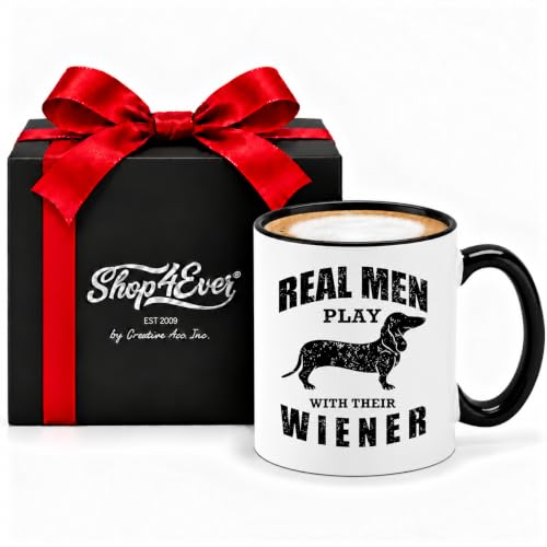 Funny Dachshund Dog Dad Mug - 11 oz Black Handle Ceramic Coffee Cup