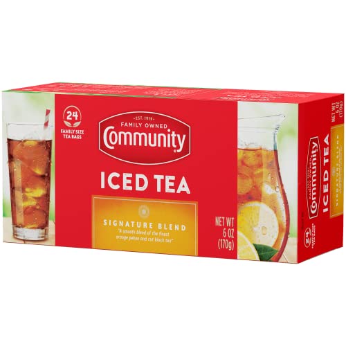 Community Coffee Signature Iced Tea Pack of 12 - 24 Family Size Tea Bags (24 Count x 12) - Refreshing Black Tea for Iced Tea
