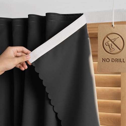 Self-Adhesive Blackout Curtain - Peel and Stick, 35" x 59", Black