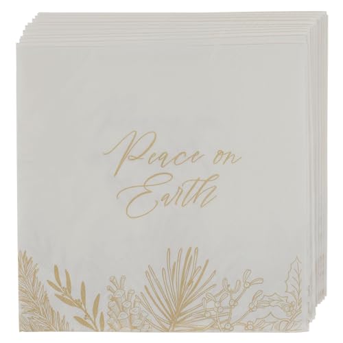 Peace on Earth Christmas Napkin Set - 12 Premium 3-Ply Disposable Napkins