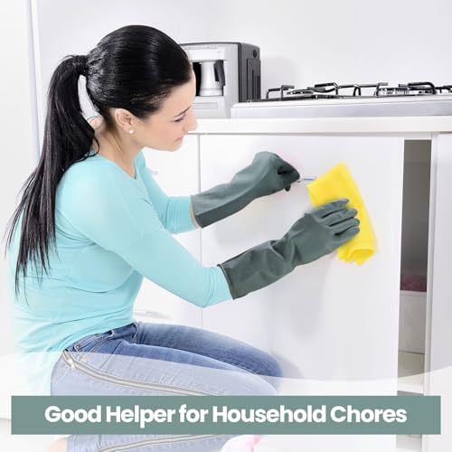 Jsocoah Multicolor Reusable Dishwashing Gloves - 4 Pairs Kitchen & Household Cleaning