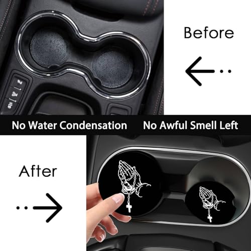 Blue Rose Car Cup Holder Coasters 2-Pack - Non-Slip Neoprene Drink Mats