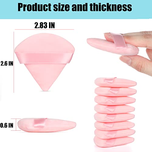 JASSINS 8Pcs Triangle & Round Makeup Powder Puff Set, Soft Velour Wet & Dry Sponge
