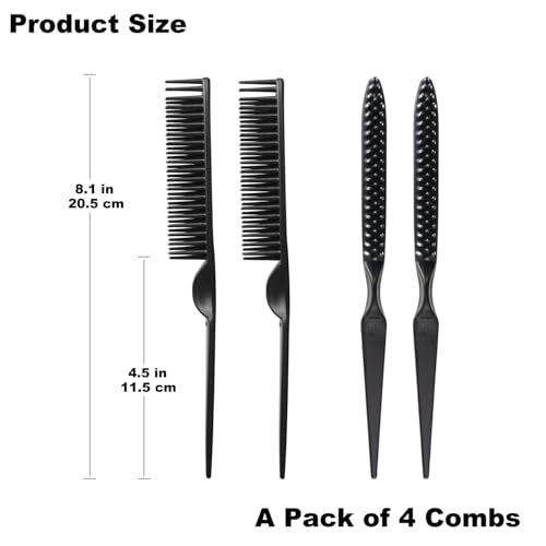 3-Row Curling Comb Set for Curly Hair Detangling and Styling - 4 Pack