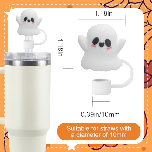 Halloween Ghost Straw Topper for Stanley Cup - 4 Pack Silicone Covers