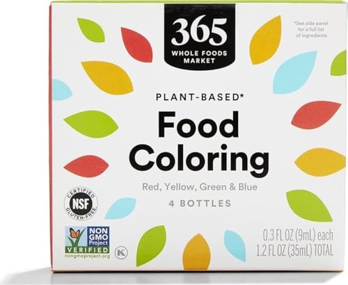 Plant-Based Food Coloring Set - Red, Yellow, Green, Blue - 1.2 Fl Oz