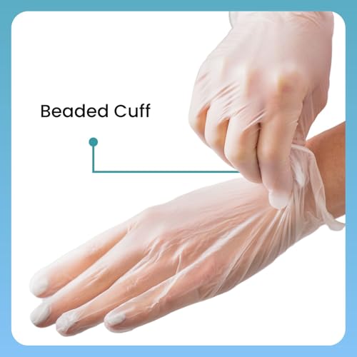 HCS Disposable Vinyl Gloves - Latex-Free Food Prep & Medical - Medium, 100ct