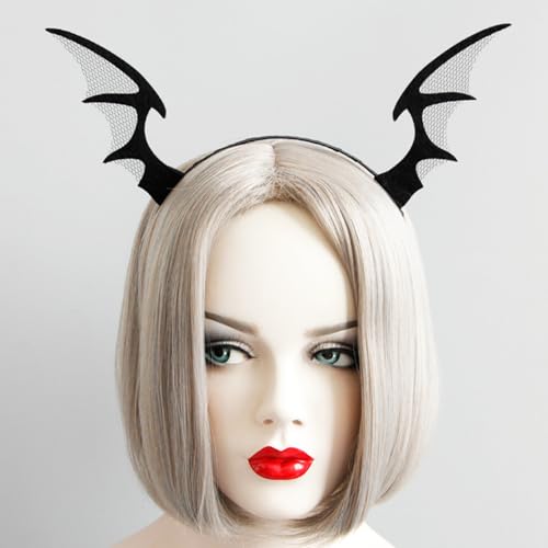 ZCMG 2 Pcs Halloween Bat Wing Headband Devil Horns Hair Hoops