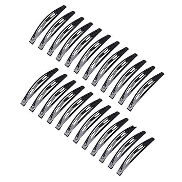 Large Metal Snap Hair Clips 24Pcs Black No-Slip Styling Barrettes
