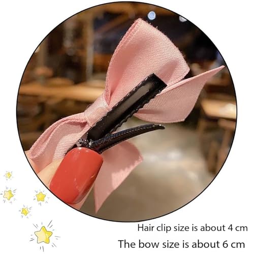 2-Piece Gradient Rainbow Hair Bow Clips with Pearls and Ribbons for Girls