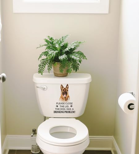 Funny German Shepherd Dog Toilet Lid Decal - Waterproof Vinyl Sticker