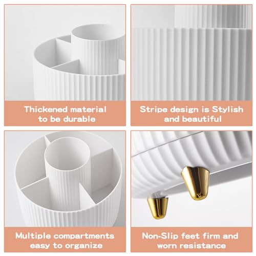 Fanado 360° Rotating Makeup Brush Holder & Cosmetic Organizer - White