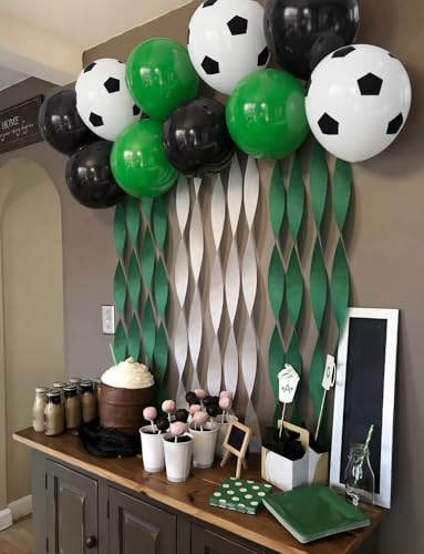 50 Pcs Soccer Balloons - 12 Inch Green & Black Latex Birthday Decorations
