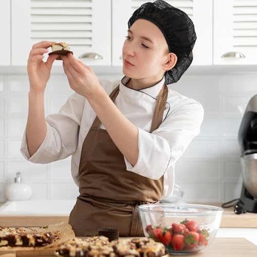 Black 6-Piece Chef Hat Set Unisex Mesh Cooking Hats Food Service Hair Nets