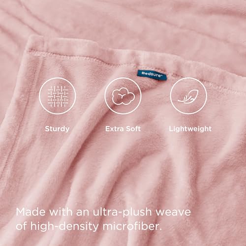 Bedsure Queen Fleece Blanket, Soft Lightweight Plush Bedding, Cherry Blossom Pink