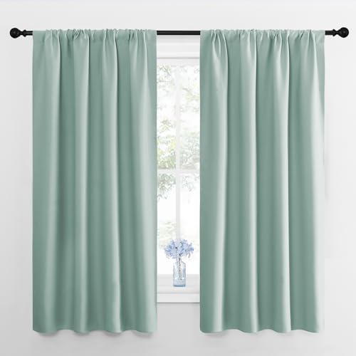 NICETOWN Seafoam Green 2-Pack Blackout Curtains 42"x63" for Bedroom & Living Room