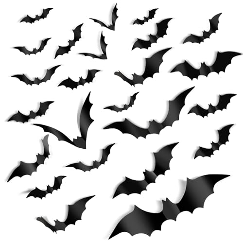 120PCS Halloween Bat Wall Decor - 3D Scary PVC Stickers