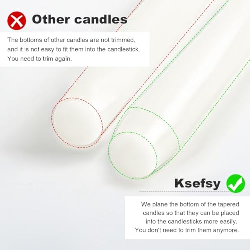 10 Inch White Taper Candles Set of 6 - Dripless, Unscented, 8-Hour Burn Time for Weddings & Home Decor