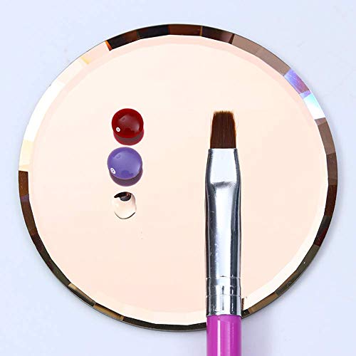 Luzen 5Pcs Round Glass Nail Art Palettes Mirror Gel Polish Mixing Tray