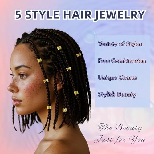 Glamer 60 Pcs Gold Hair Jewelry Kit for Braids and Dreadlocks