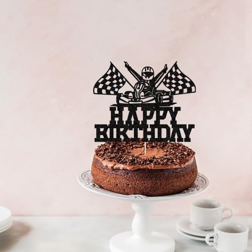 Race Car Cake Topper - Happy Birthday Racing Theme Decor