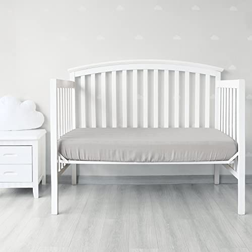 Biloban Muslin Crib Sheets 2 Pack - Grey & White Fitted for Standard Cribs