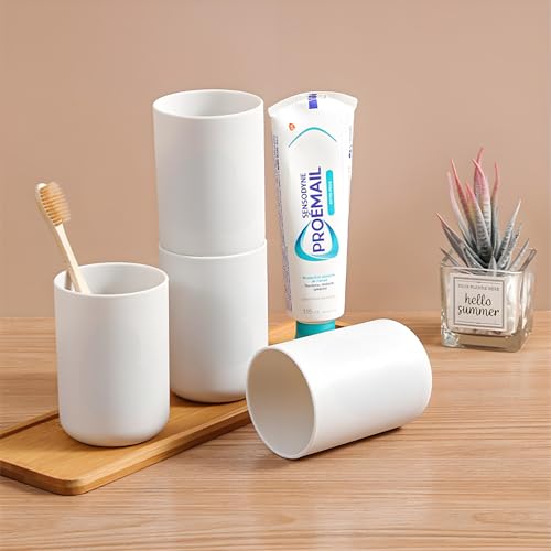 HUAMIAODI 2-Piece Bathroom Toothbrush Holder Tumbler Set, 300ml Plastic Cups