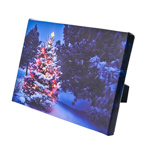LED Lighted Christmas Picture 8x6in with Timer Blue Snow Scene Framed Decor Variation of THIS listing