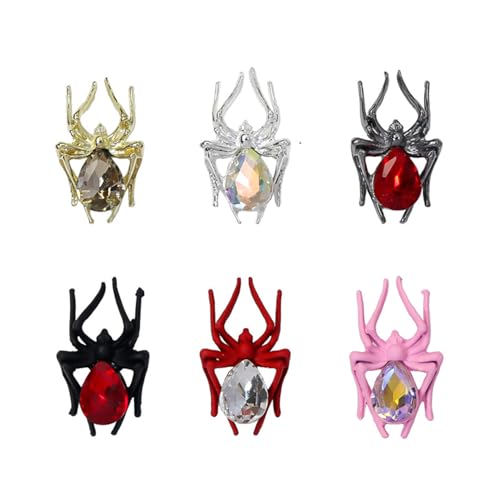 12 Pcs Metal Spider Nail Charms Rhinestone Halloween Nail Art Decorations
