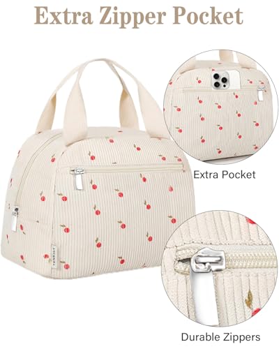 8L Cherry Insulated Lunch Tote Bag for Women - Lightweight & Stylish