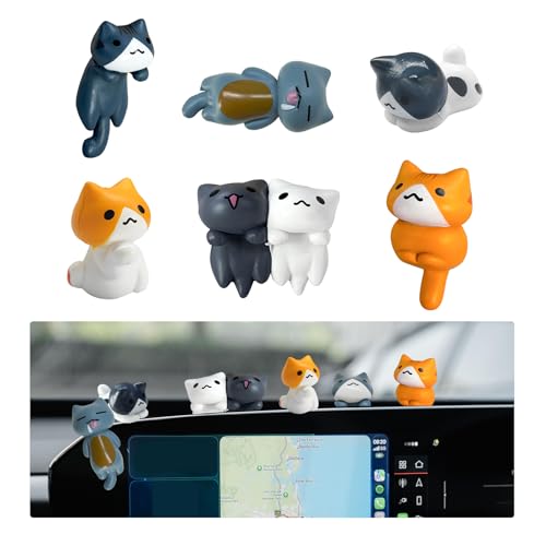 Cute Cat Car Dashboard Ornaments - 6PCS PVC Figurines