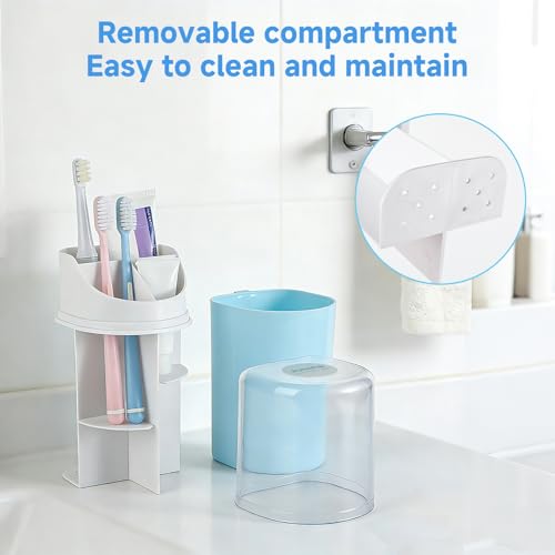 Wall-Mounted Toothbrush Organizer with Cover - 4 Slots