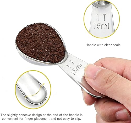 Mosuji 15ml Stainless Steel Coffee Scoop - Compact Measuring Spoon for Ground Coffee & Tea