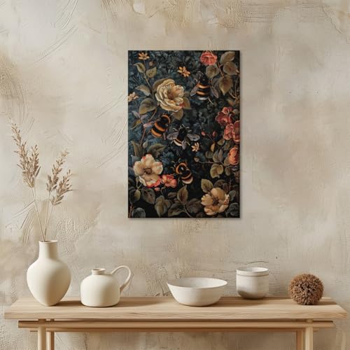 Vintage William Morris Bumble Bee Poster Retro Botanical Canvas Print